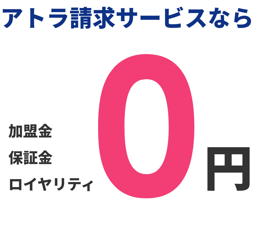 アトラ請求サービスなら加盟金保証金ロイヤリティ0